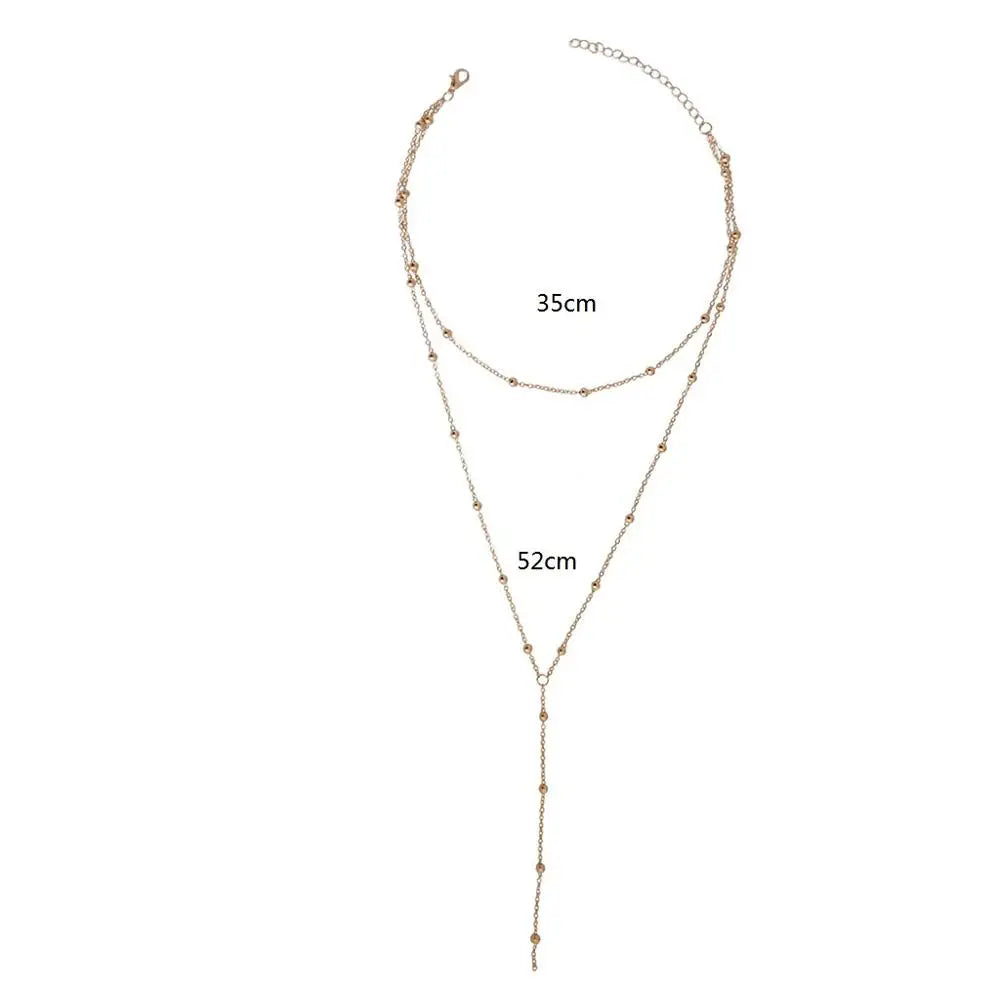 KIMLUD, 2021  New Fashion Necklace Bohemian Long Chain Women Double Layer Choker Jewelry Gift For Friend Wholesale Dropshipping Necklace, KIMLUD Women's Clothes