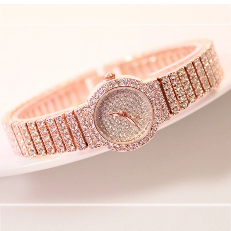 Latest Popular Fashion Gold Plated Bangle Bracelet Watch Wedding Party Gift Birthday Bridal Wristwatch