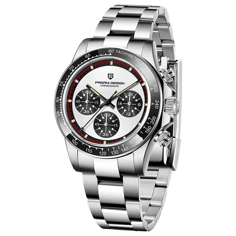 PAGANI DESIGN 1676 Classic Stainless Steel  Men's Quartz Watch Ceramic Bezel Waterproof Clock Luxury Pagani Watch