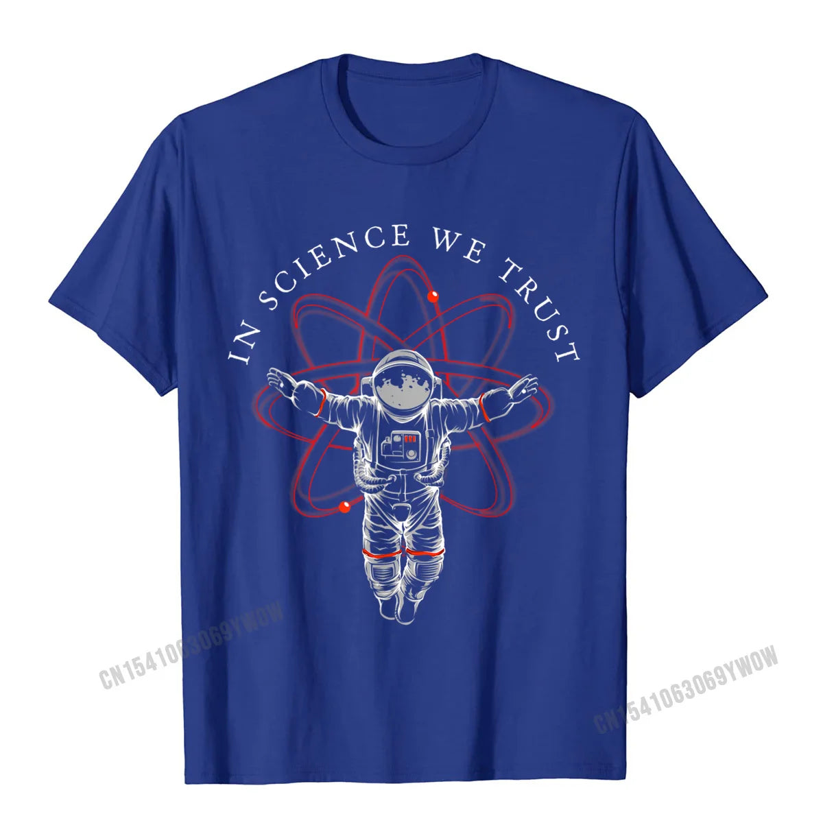 Men's T-Shirt – In Science We Trust Astronaut Print – Cotton Black | KIMLUD