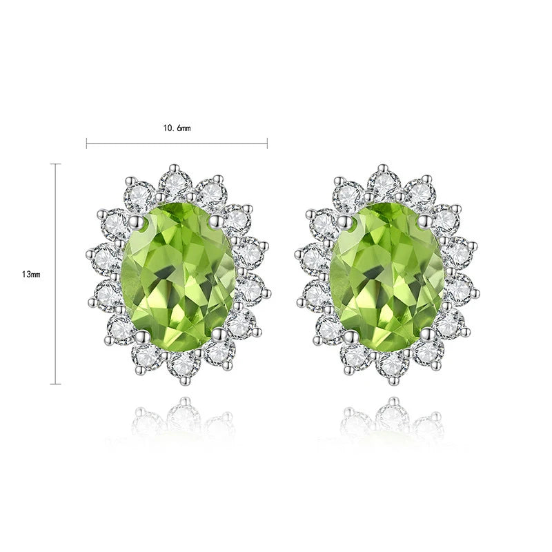 Lab Grown Emerald Stud Earrings 2.2 Carat 925 Silver — Green | KIMLUD