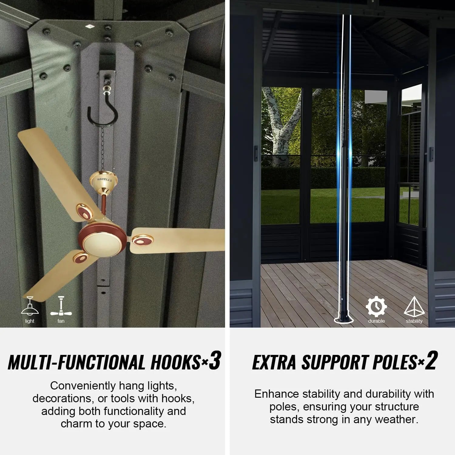 Outdoor Aluminum Solarium Hardtop Sun Room Netting&Curtains Patio Deck Garden Detachable PE Canopy Outdoor Furniture