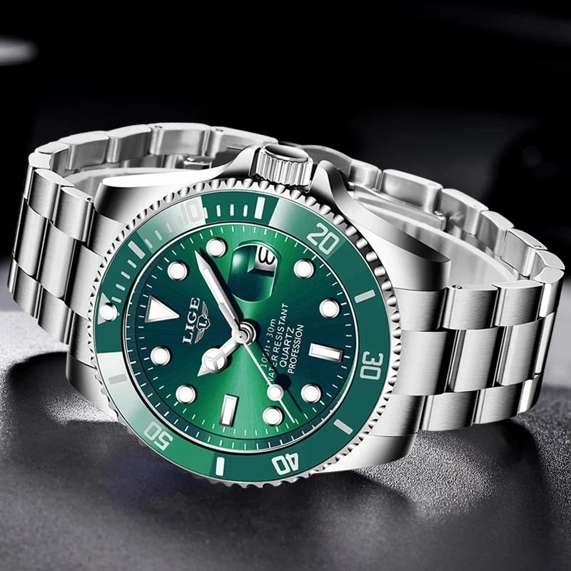 LIGE Top Brand Luxury Watches for Men Casual Sport Fashion Military Stainless Steel Wrist Auto Date Man Watch Clock Reloj Hombre