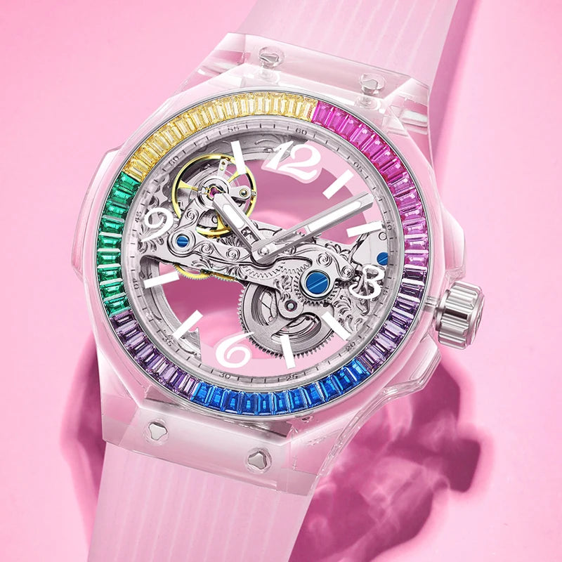 Silicone Band Diamond Inlaid Watch — Black | KIMLUD