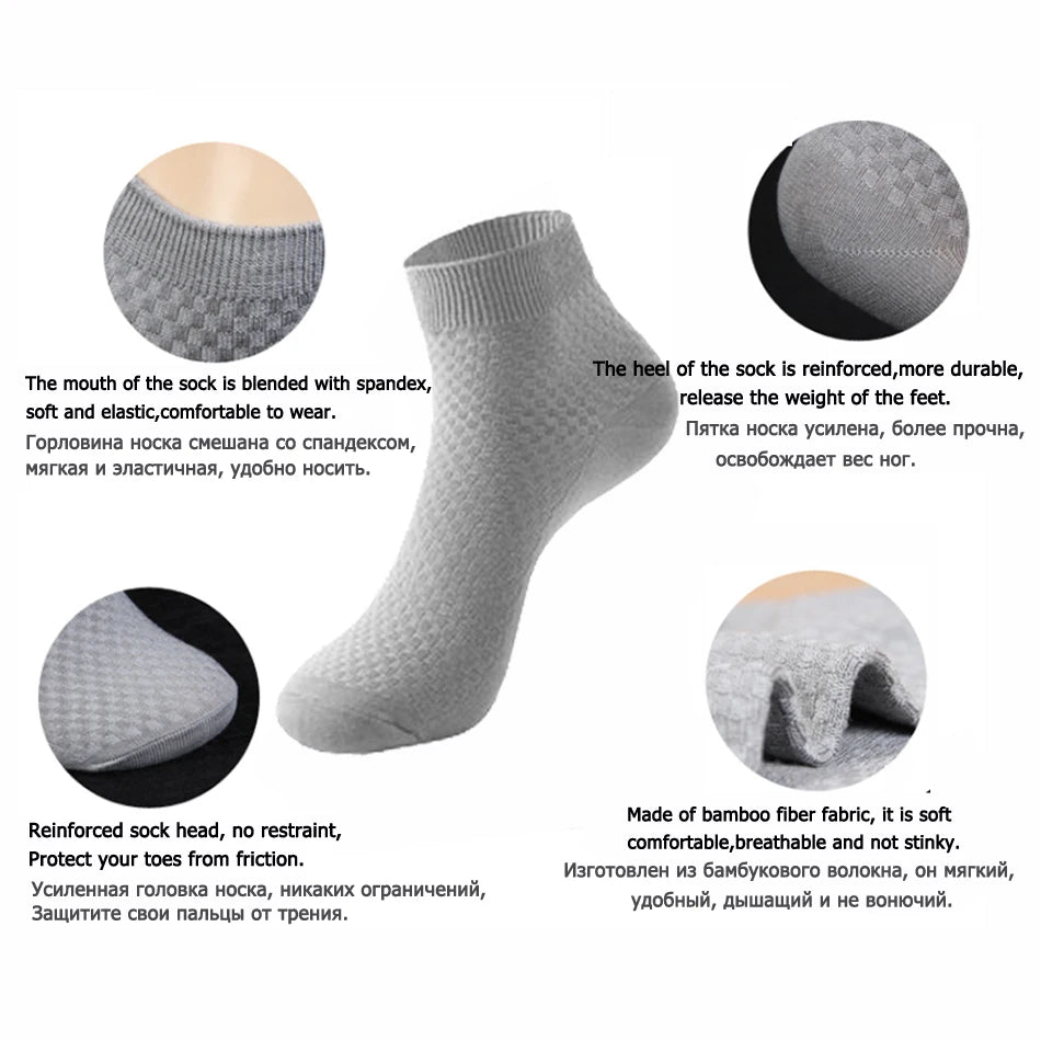 Bamboo Fiber Men's Socks Compression Long Crew — Black | KIMLUD