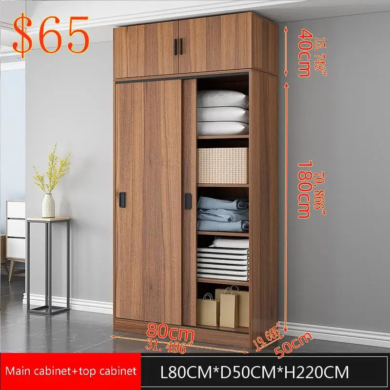 Walnut Wood Wardrobe Sliding Door — Walnut | KIMLUD