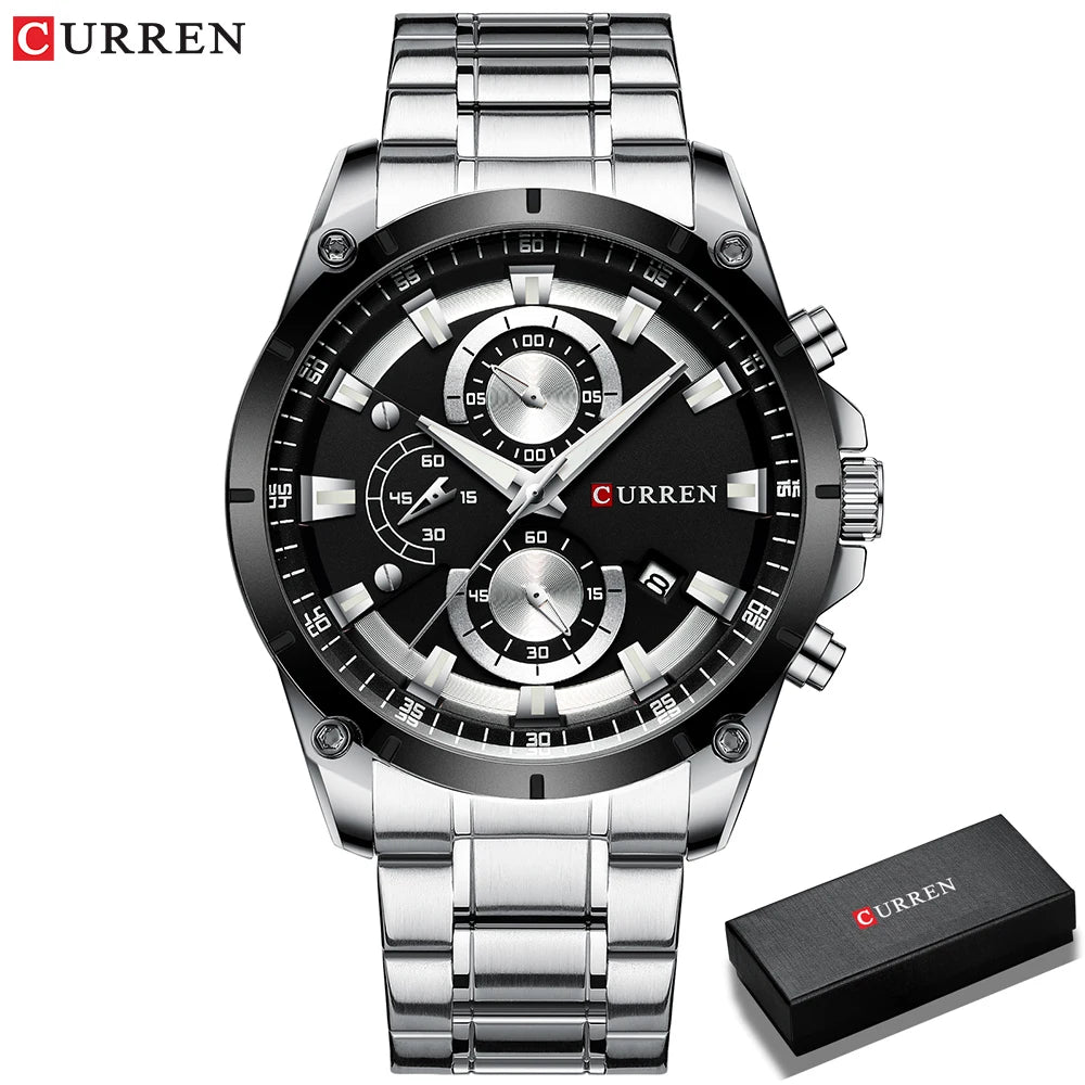 CURREN Mens Watches Fashion Top Brand Luxury Business Automatic Date Watch Men Casual Waterproof Watch Relogio Masculino+Box
