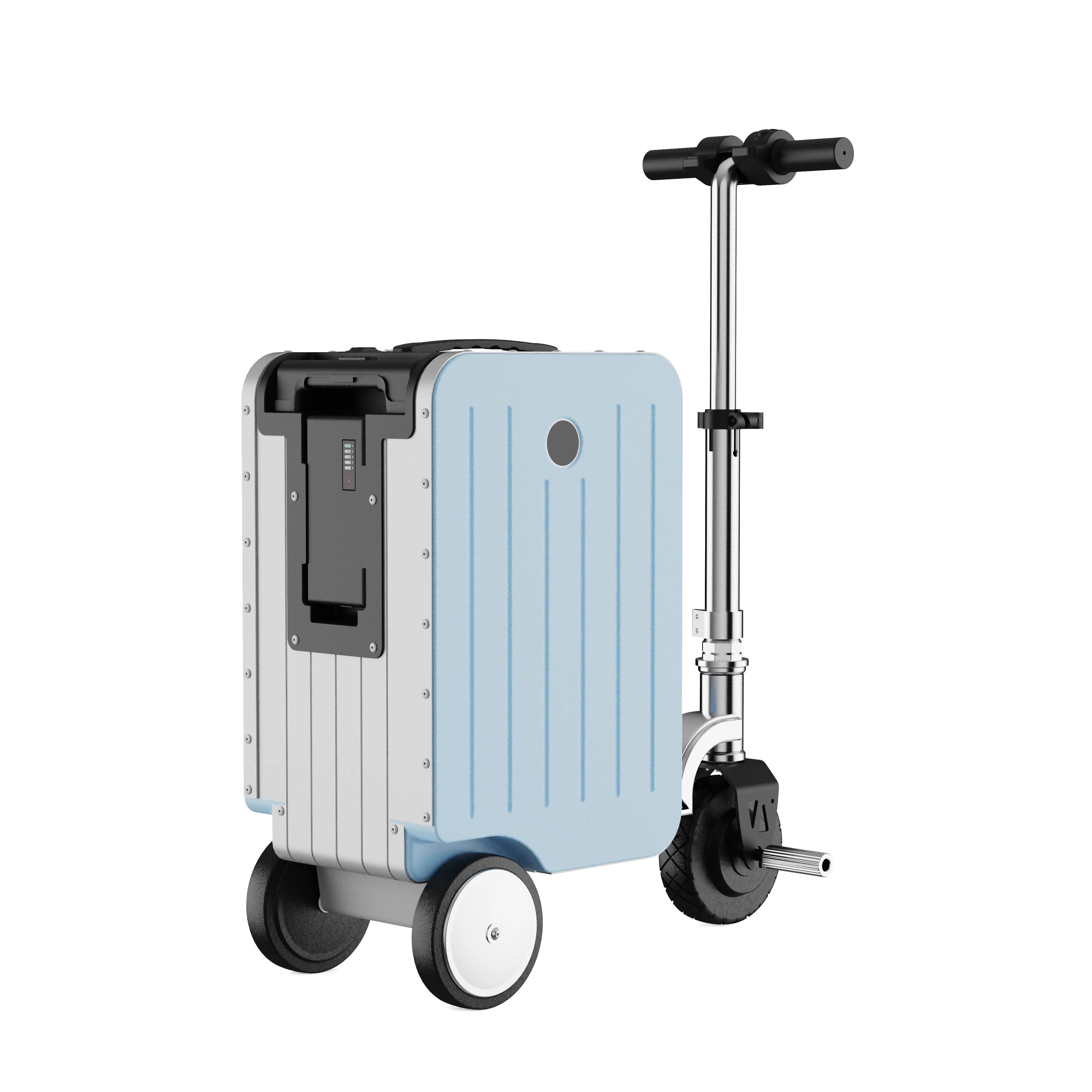 Smart ABS Luggage 20-Inch With Electric Compartment — Black | KIMLUD