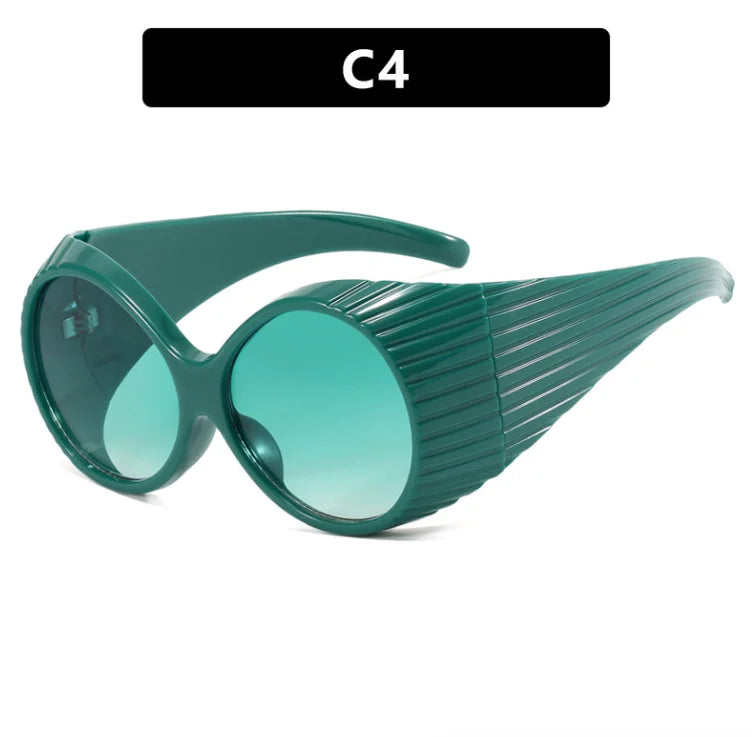 PC Thick Frame Round Sunglasses Solid — Black | KIMLUD