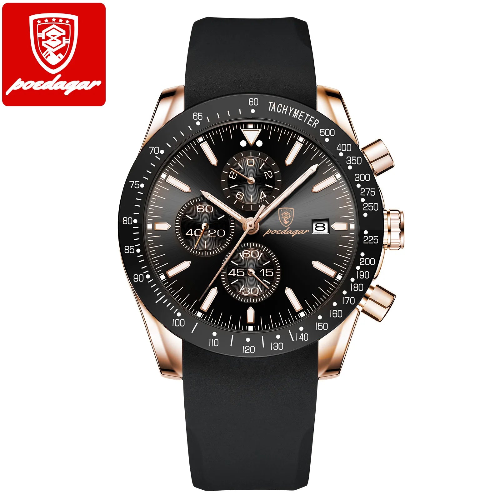 Poedagar 988 P988 Men's Chronograph Quartz Watch Luxury Waterproof Luminous Business Wristwatch for Men Montre Relojes Homme Uhr