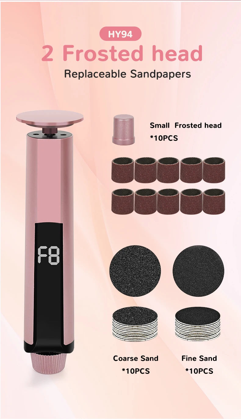 2 In1 Foot Care File Electric Foot Callus Remover Leg Heels Remove Dead Skin Pedicure Tool Set and Replacement Sandpaper New