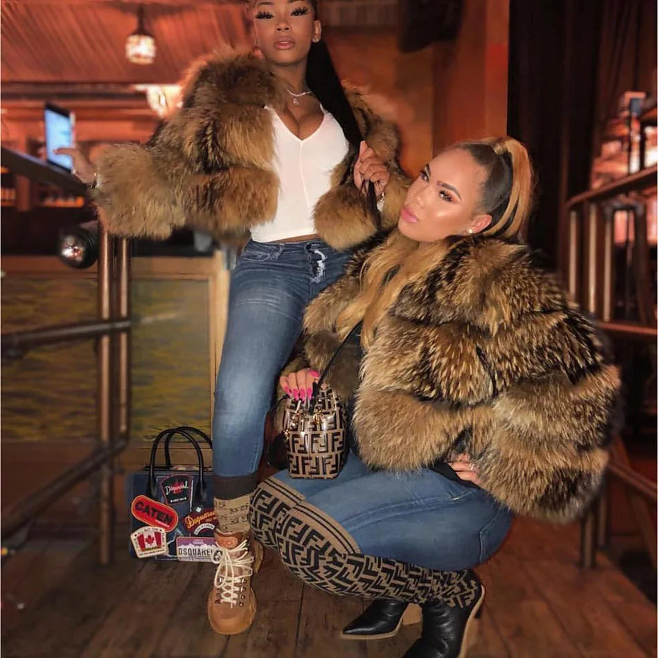 KIMLUD, 2024 maomaokong Super Hot Winter Women Luxury Thick Real Raccoon Fur Coat Natural Fox Fur Jacket Plus Size Jackets Female Vest, KIMLUD Womens Clothes