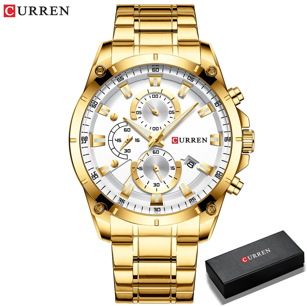 CURREN Mens Watches Fashion Top Brand Luxury Business Automatic Date Watch Men Casual Waterproof Watch Relogio Masculino+Box