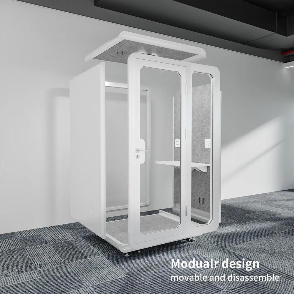 Soundproof Private Office Booth Insulated — White | KIMLUD