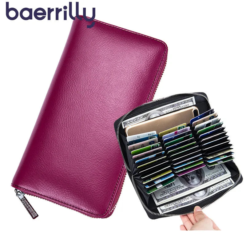 Genuine Leather Bags RFID Wallet 36 Card Holders Phone Case — Black | KIMLUD