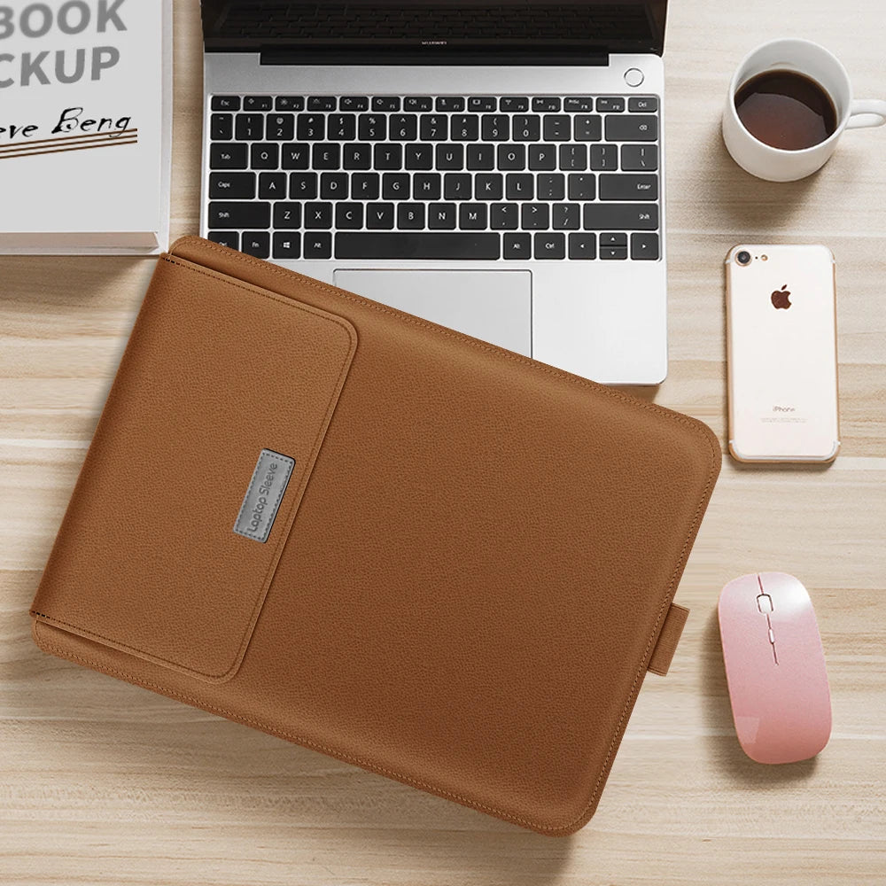 PU Leather Stand Cover MacBook Pro 16 Case — Dark Green | KIMLUD