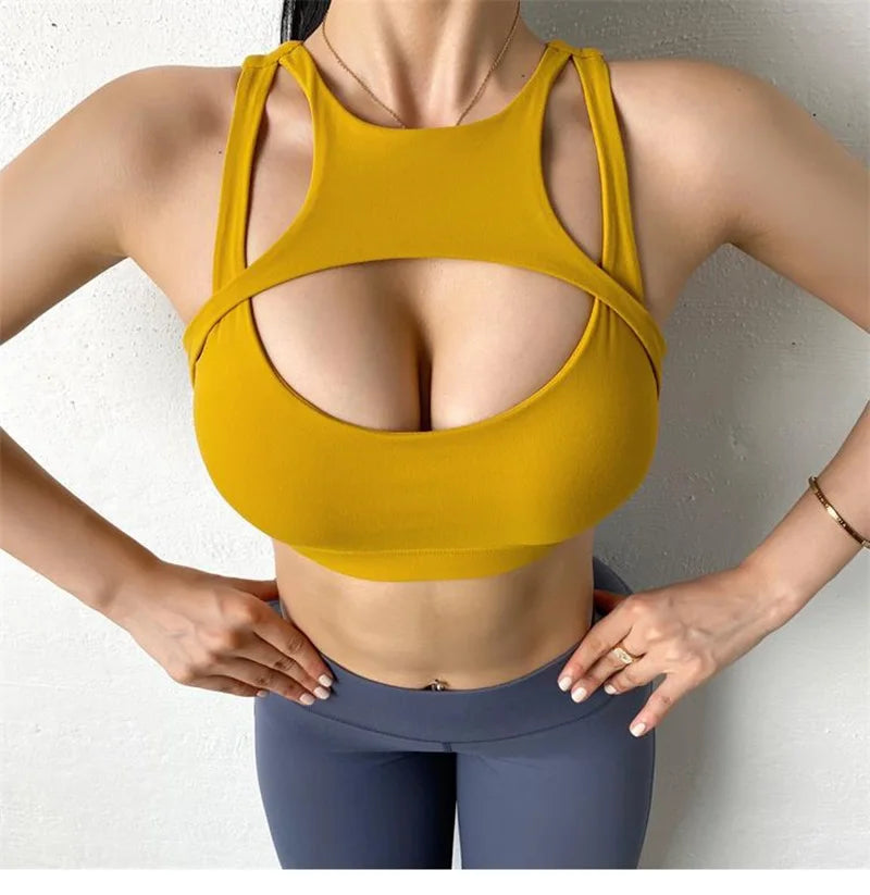 Knit Cloud Hide Sports Bra Crop Top With Pads — White | KIMLUD