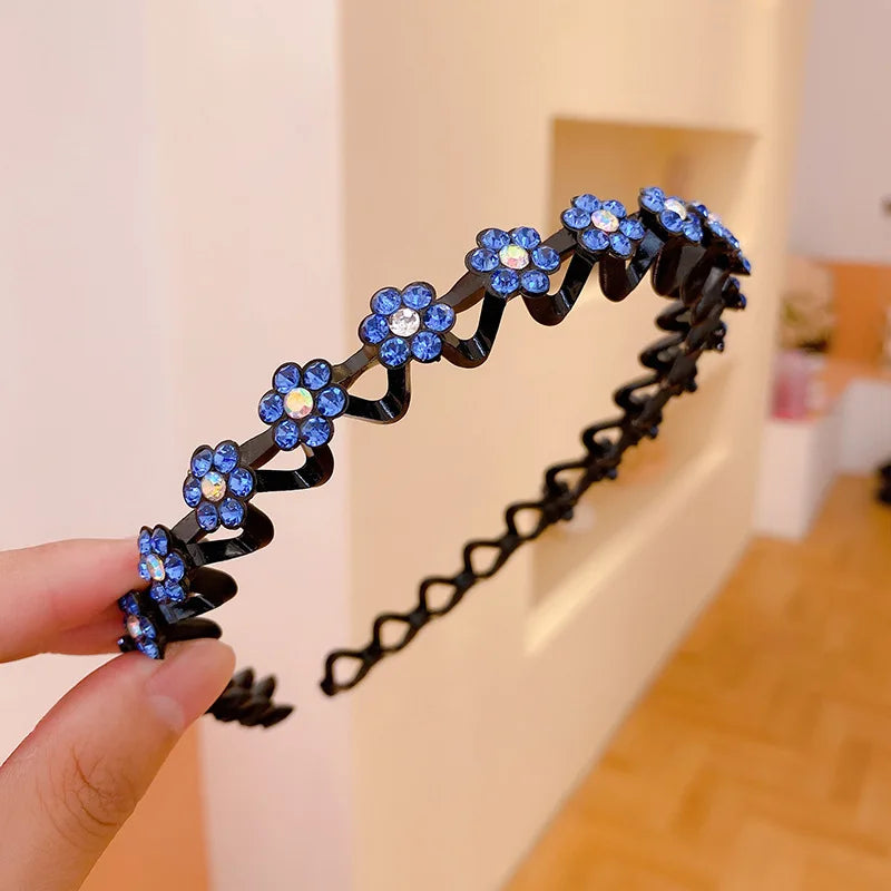 Non-Slip Rhinestone Hairbands Elastic Flower Fashion Pearl Women Hair Hoop Bands Headband Bezel Girls Hair Accessories Headdress