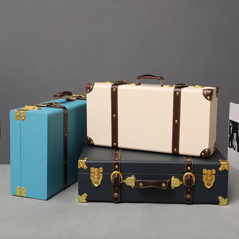 Luxurious Vintage Trunk Suitcases Leather — Brown | KIMLUD