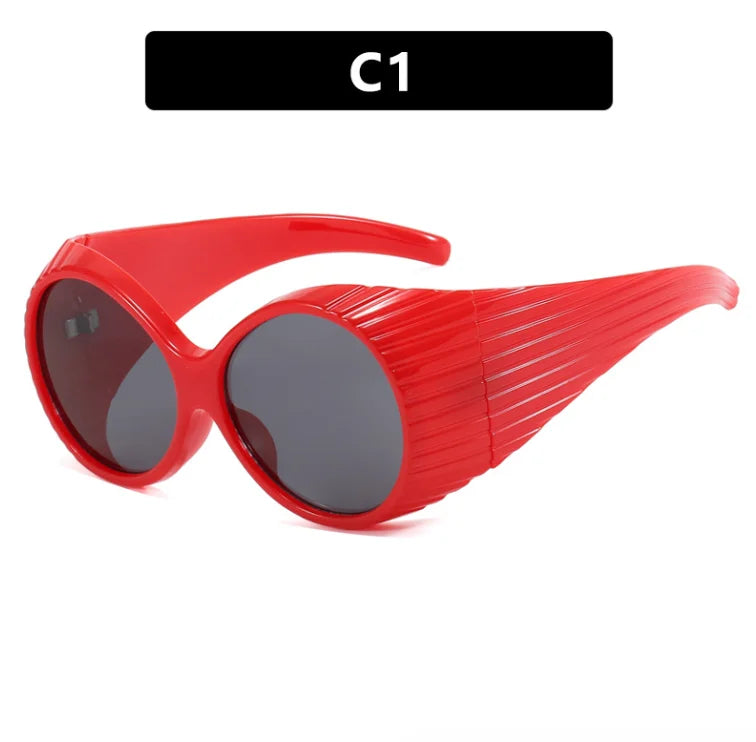 PC Thick Frame Round Sunglasses Solid — Black | KIMLUD