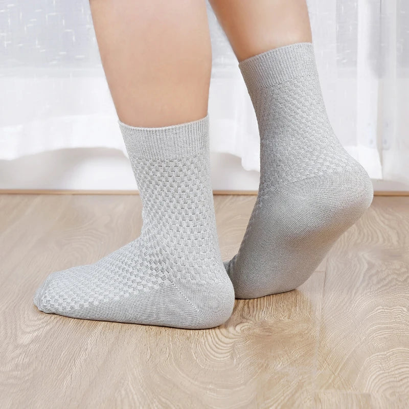 Bamboo Fiber Men's Socks Compression Long Crew — Black | KIMLUD