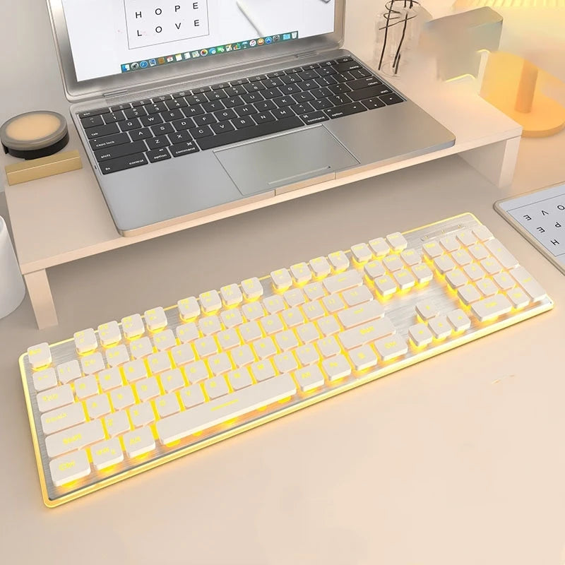 Metal Chassis Keyboard And Mouse Set Ultra-Thin Wireless Mechanical — Matte Black | KIMLUD