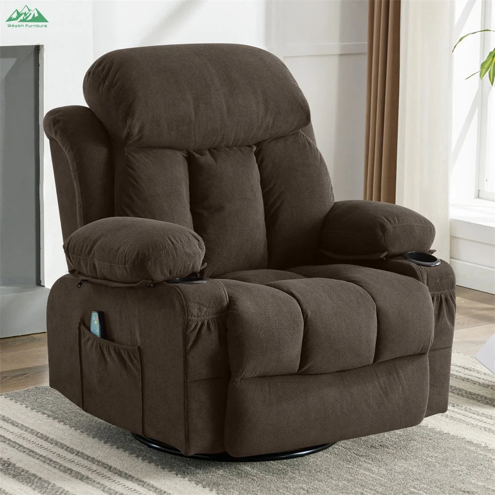 Metal Frame Recliner With Heated Massage USB Port — Gray | KIMLUD