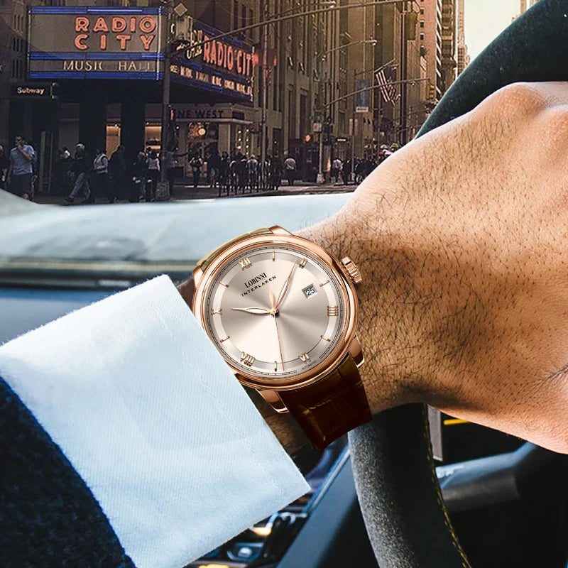 Switzerland LOBINNI Men Watches Luxury Brand Perpetual Calender Japan MIYOTA Auto Mechanical Men's Clock Sapphire Leather