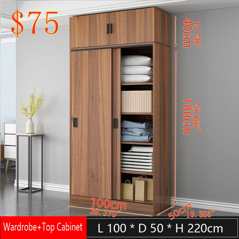 Walnut Wood Wardrobe Sliding Door — Walnut | KIMLUD
