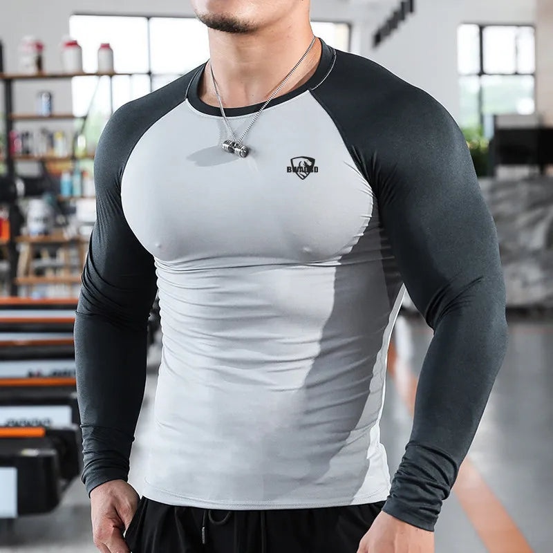 Men's Long Sleeve Shirt – Patchwork Quick Dry – Polyester | KIMLUD