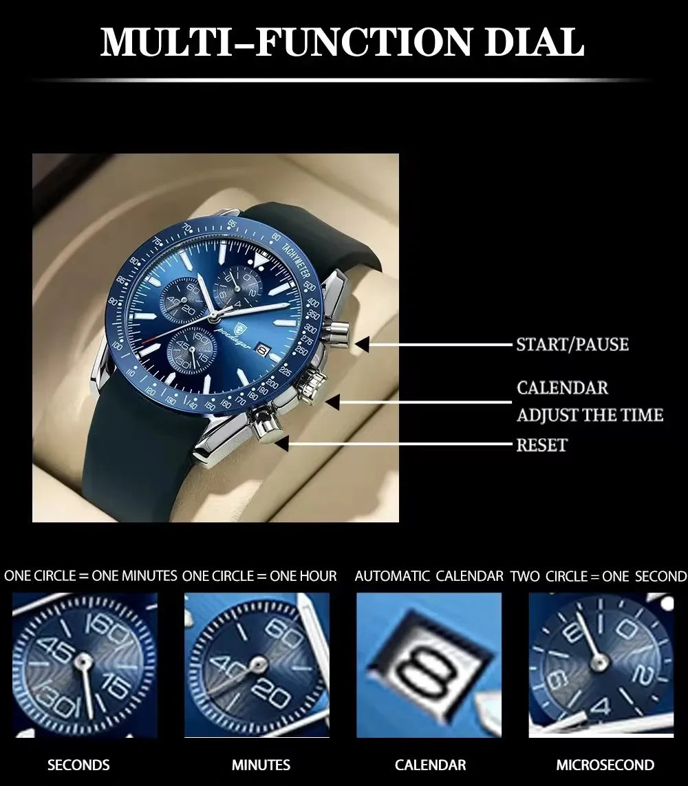 Poedagar 988 P988 Men's Chronograph Quartz Watch Luxury Waterproof Luminous Business Wristwatch for Men Montre Relojes Homme Uhr