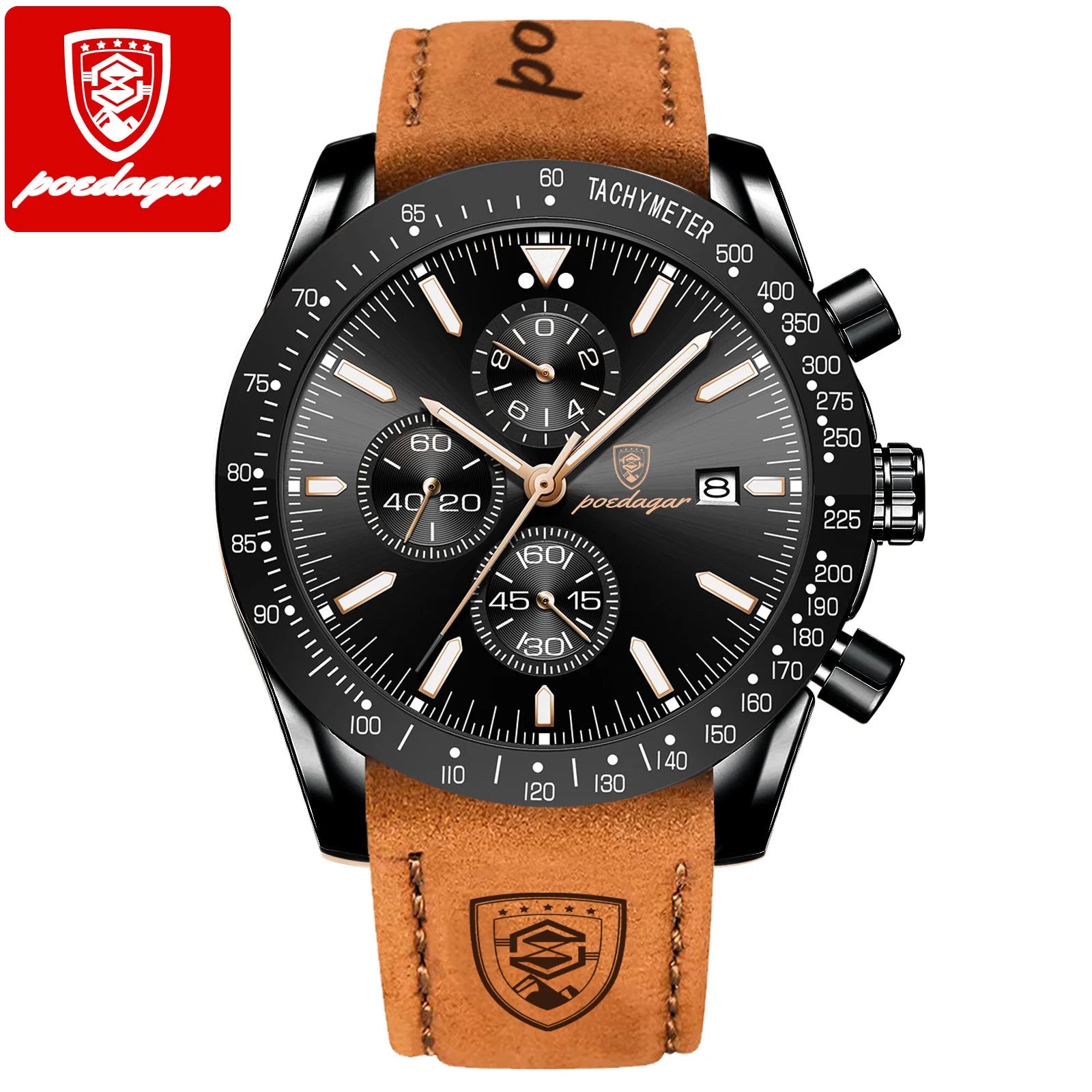 Poedagar 988 P988 Men's Chronograph Quartz Watch Luxury Waterproof Luminous Business Wristwatch for Men Montre Relojes Homme Uhr