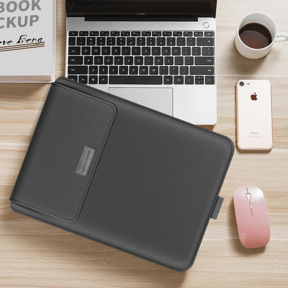 PU Leather Stand Cover MacBook Pro 16 Case — Dark Green | KIMLUD