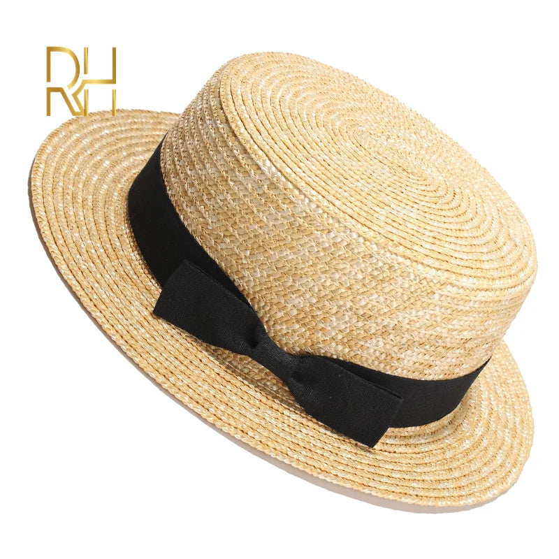 Wheat Straw Classic Boater Fedora Hat — Natural | KIMLUD