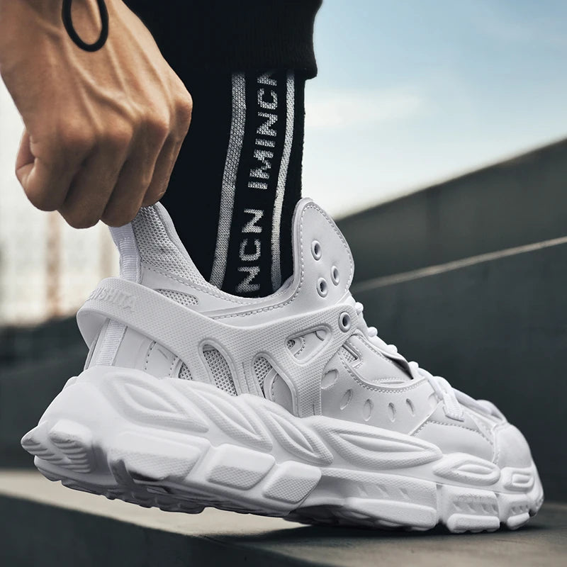 Sculpted Cloud-Cushioned Sneakers — White | KIMLUD