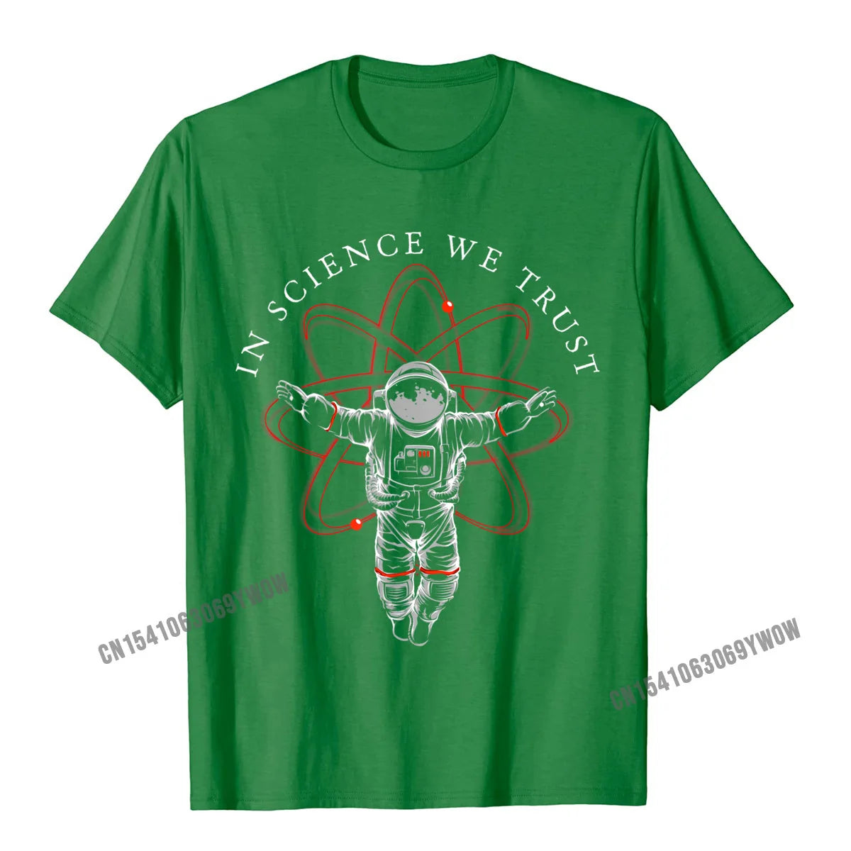 Men's T-Shirt – In Science We Trust Astronaut Print – Cotton Black | KIMLUD