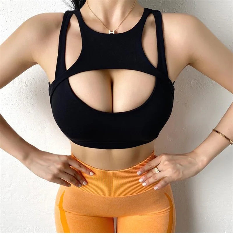 Knit Cloud Hide Sports Bra Crop Top With Pads — White | KIMLUD