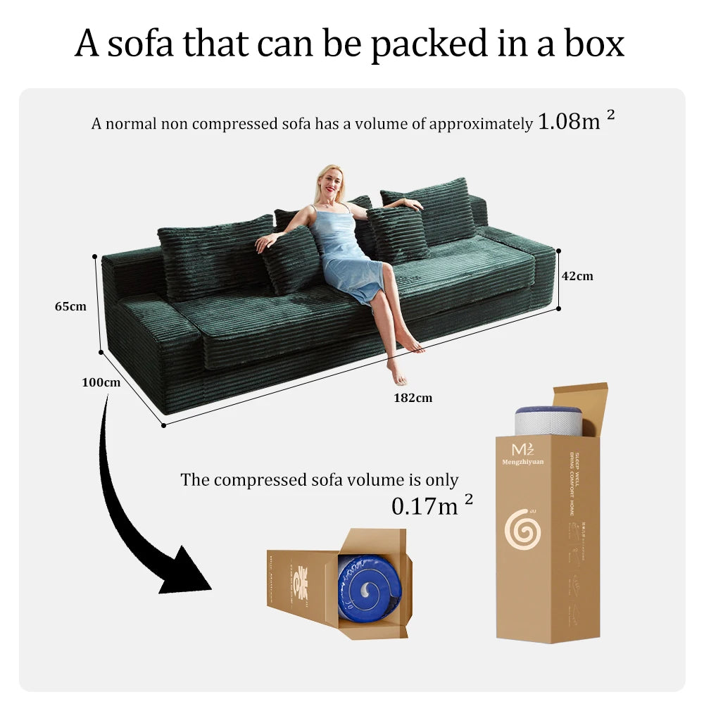 High-Density Sponge Fabric Tufted Modern Villa Sofa Bed Set Square Reclining Extendable Upholstered Comfortable Furniture