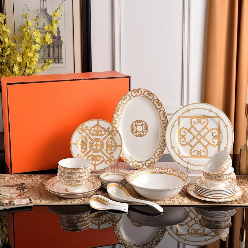 Bone China European Dinnerware Set 58-Piece — White | KIMLUD