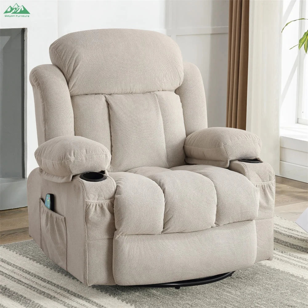 Metal Frame Recliner With Heated Massage USB Port — Gray | KIMLUD