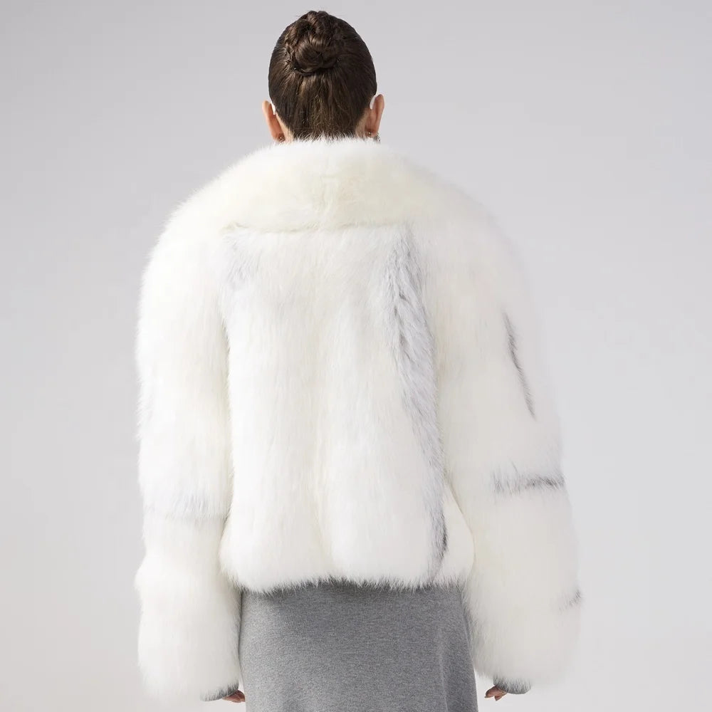 Top Luxury Full Pelt 100% Natural Riches Golden Island Fox Fur Skin Crop Top Coat