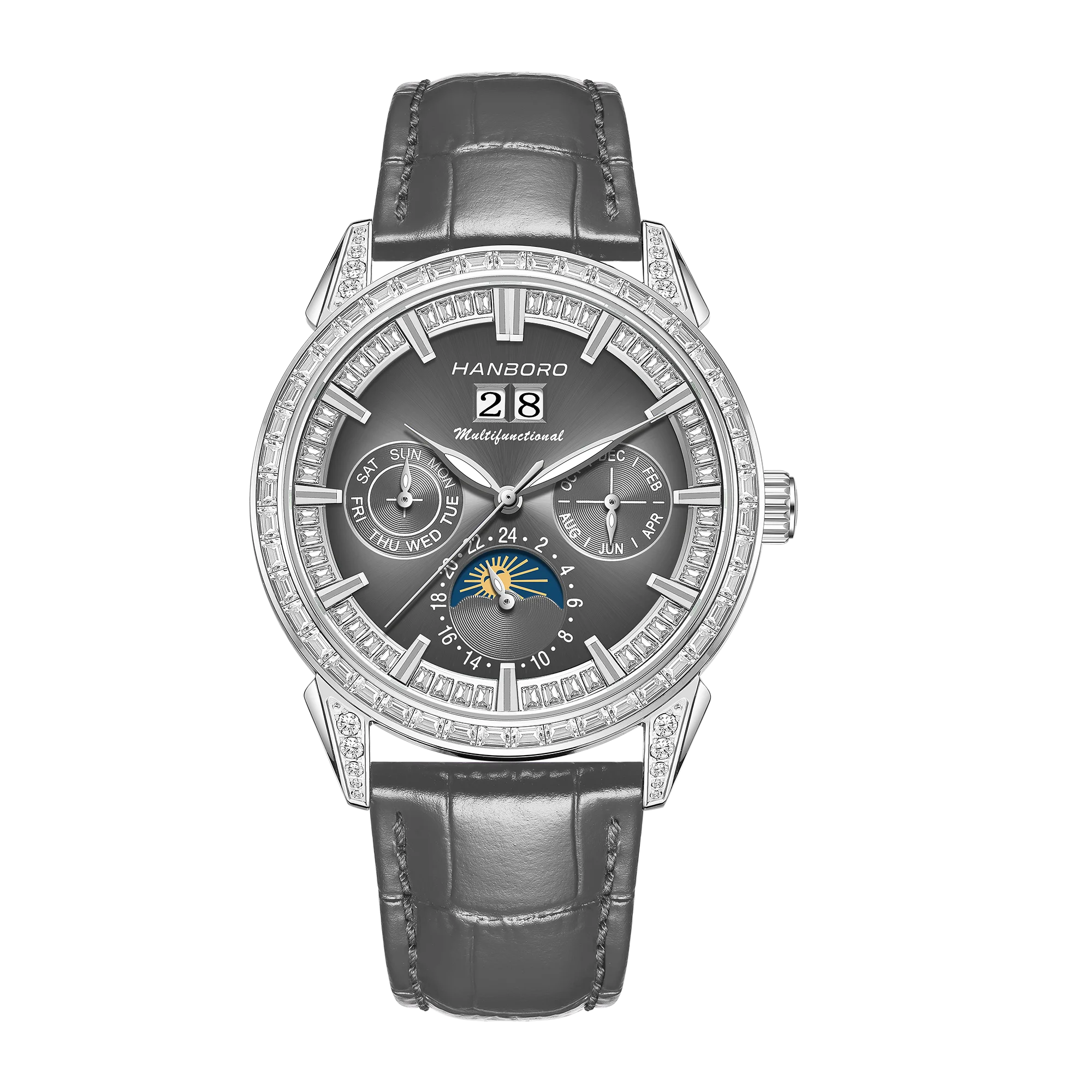 Diamond-Set Stainless Steel Watch Automatic Mechanical Limited Edition — Gunmetal | KIMLUD