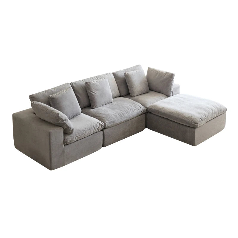 Memory Foam Modular L-Shaped Sofa Set With Cushioned Comfort And Fabric Upholstery — Grey | KIMLUD