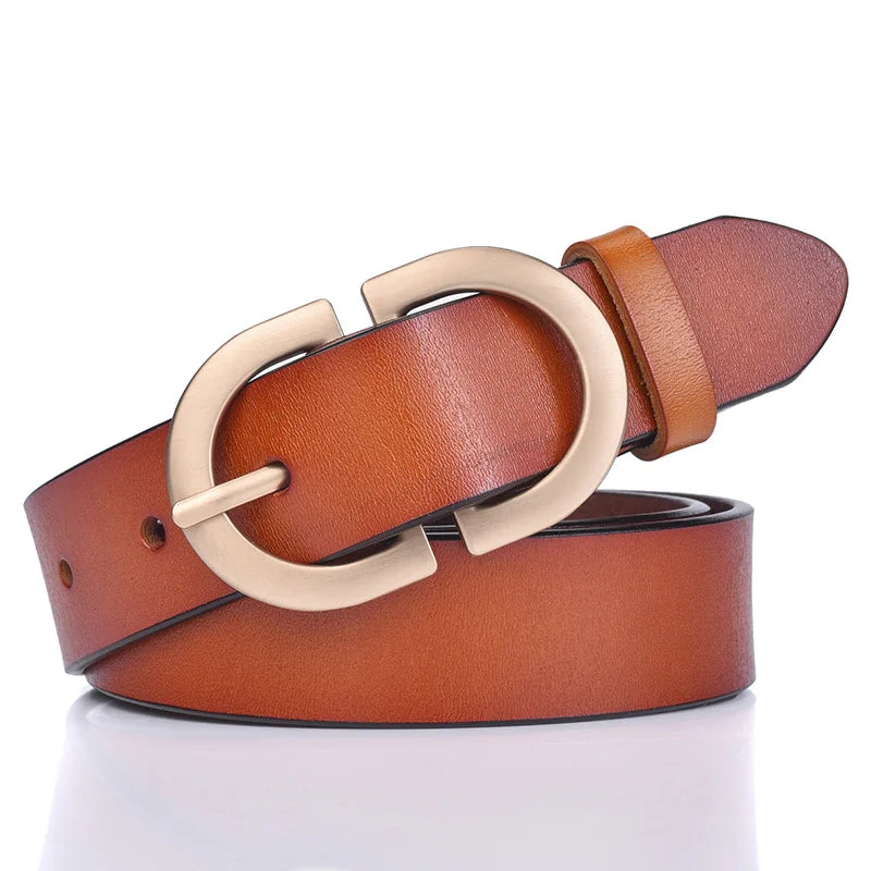 Genuine Premium Leather Solid Belt — Natural | KIMLUD