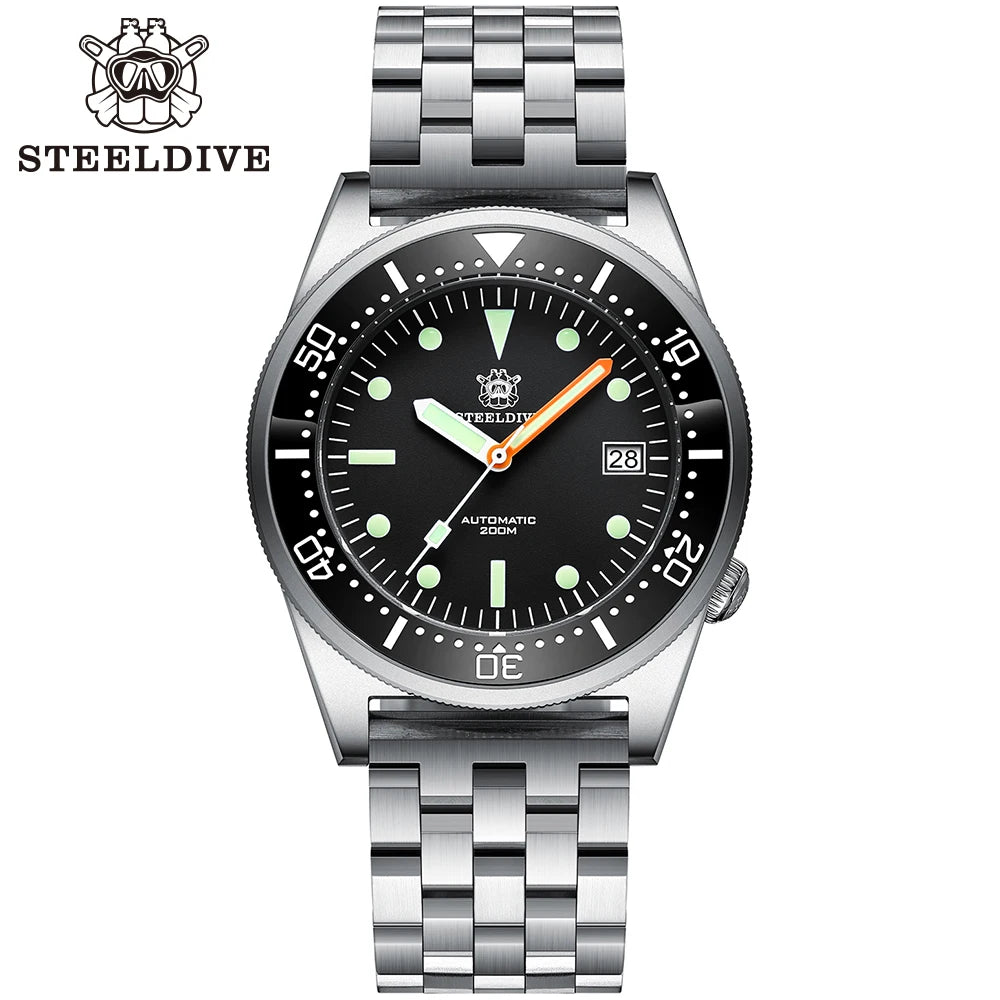 SD1979  New Arrival 2020 Upgraded Version Black Ceramic Bezel Stainless Steel Mens Dive Watch with Signed Crown