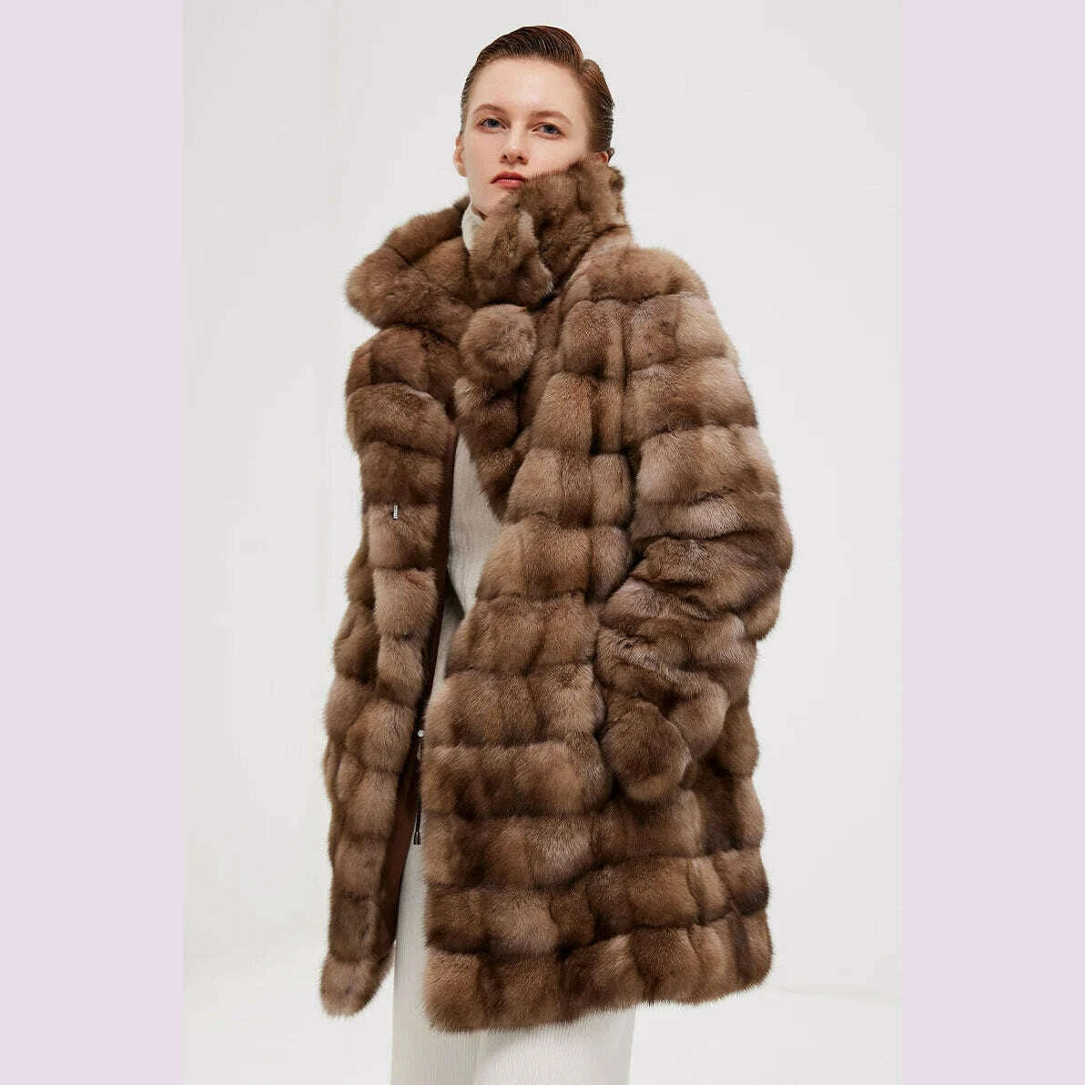 KIMLUD, Super Nice Quality Russia Sable Fur Coat With Bigger Collar Original Price Vintage Sable Coat Factory Cost Mink Coat, KIMLUD Womens Clothes