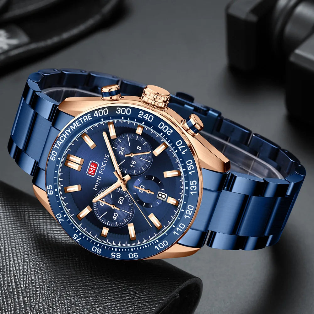 Stainless Steel Multifunction Watch Solid — Silver | KIMLUD