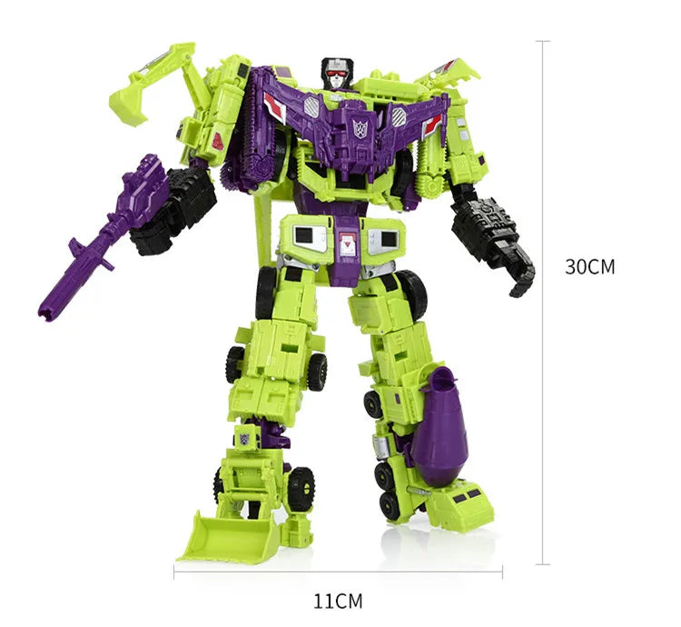 Haizhixing 6 IN 1 NEW Transformation Toys Anime Devastator Action Figure KO G1 Robot Aircraft Engineering Vehicle Model Boy Kids
