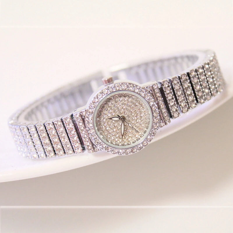 Latest Popular Fashion Gold Plated Bangle Bracelet Watch Wedding Party Gift Birthday Bridal Wristwatch