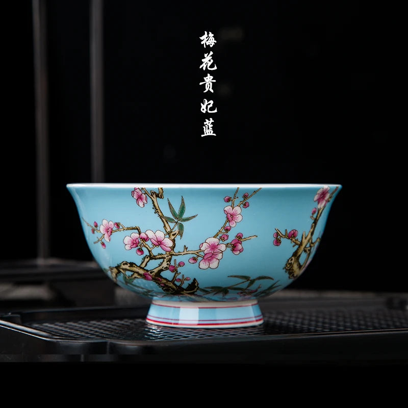 Jingdezhen Fine Bone China Bowl Enamelled With Retro Flower Bird Pattern — Yellow | KIMLUD